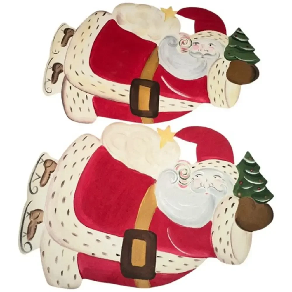 Set of 2‎ - Vintage 2002 Carole Shiber Large Flying Santa Pair of Placemats EUC